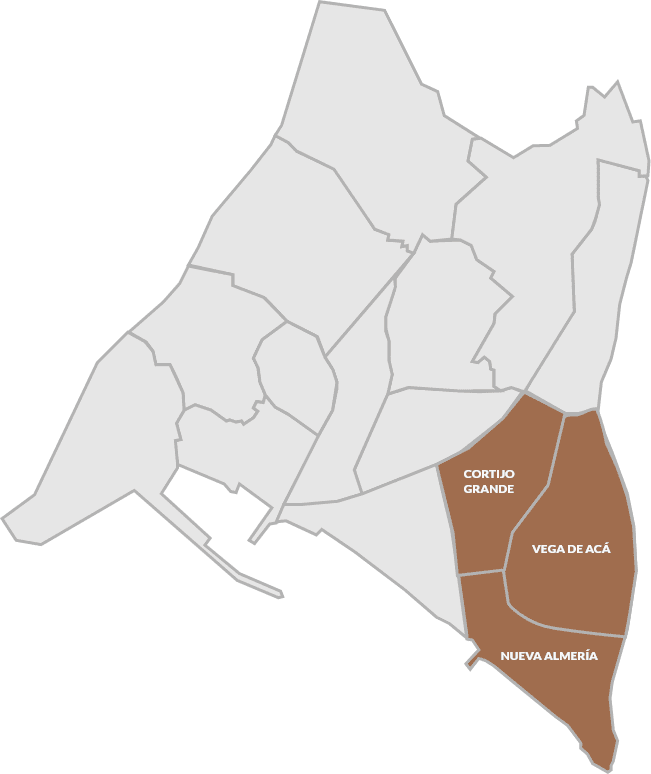 contenedor marr&oacute;n por zonas de Almer&iacute;a